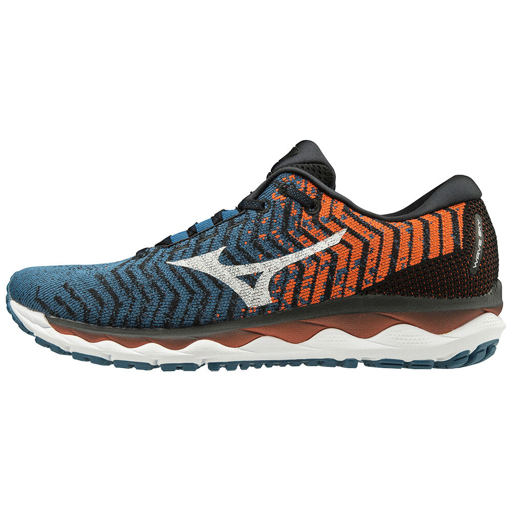 Zapatillas Running Mizuno WAVE SKY WAVEKNIT 3 Hombre Azules/Blancas/Marrones Outlet ULXV-29613